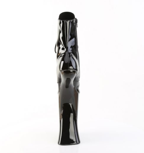 Product image of Pleaser FORBIDDEN-1020 Blk Pat/Blk 11 Inch Heelless 6 1/4 Inch PF Lace-Up Front Ankle Boot Inside Zip