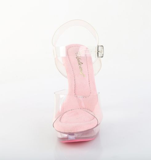 Product image of Fabulicious COCKTAIL-508 Clr-B. Pink/B. Pink Tinted 5 Inch Heel 1 Inch PF Ankle Strap Sandal
