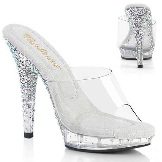 Product image of Fabulicious LIP-101CAS Clr/Slv AB RS 5 Inch Heel 3/4 Inch PF Slide w/RS