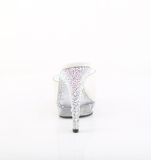 Product image of Fabulicious LIP-101CAS Clr/Slv AB RS 5 Inch Heel 3/4 Inch PF Slide w/RS