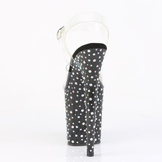 Product image of Pleaser STARDANCE-808 Clr/Blk-Slv Multi RS 8 Inch Heel 4 Inch PF Ankle Strap Sandal