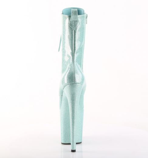 Product image of Pleaser FLAMINGO-1040GP Mint Glitter Pat/M 8 Inch Heel 4 Inch PF Lace Up Front Ankle Boot Side Zip