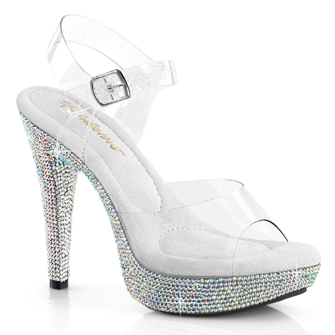 Product image of Fabulicious COCKTAIL-508DM Clr/Slv Multi RS 5 Inch Heel 1 Inch PF Ankle Strap Sandal w/RS