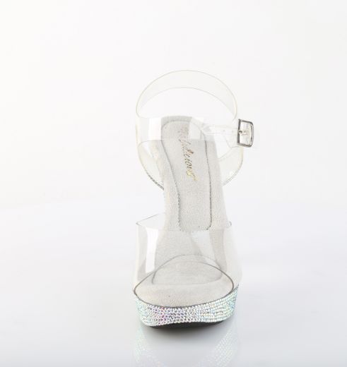 Product image of Fabulicious COCKTAIL-508DM Clr/Slv Multi RS 5 Inch Heel 1 Inch PF Ankle Strap Sandal w/RS