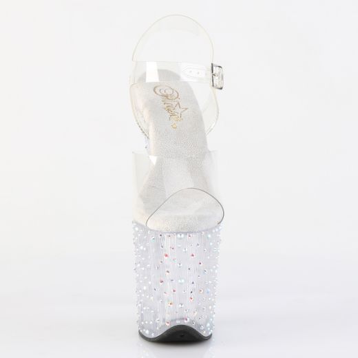 Product image of Pleaser STARDANCE-808 Clr/Clr-Slv Multi RS 8 Inch Heel 4 Inch PF Ankle Strap Sandal