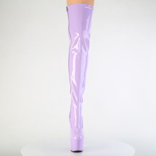 Product image of Pleaser ADORE-3000 Lavender Str. Pat/Lavender 7 Inch Heel 2 3/4 Inch PF Stretch Thigh Boot Side Zip