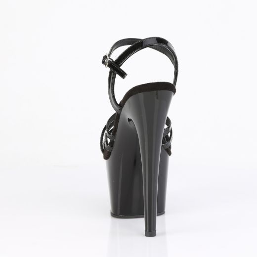 Product image of Pleaser ADORE-717 Blk Pat/Blk 7 Inch Heel 2 3/4 Inch PF Criss Cross Ankle Strap Sandal