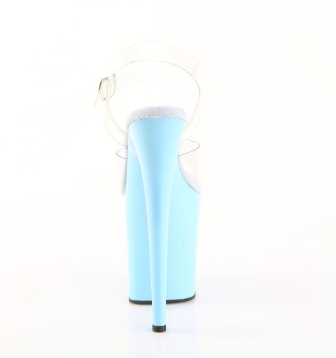 Product image of Pleaser FLAMINGO-808 Clr/B. Blue 8 Inch Heel 4 Inch PF Ankle Strap Sandal
