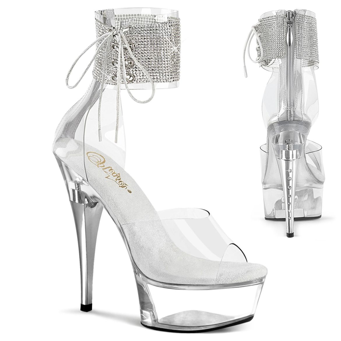 Product image of Pleaser CAPTIVA-624RS Clr/Clr 6 Inch Heel 1 3/4 Inch PF RS Ankle Cuff Sandal Back Zip