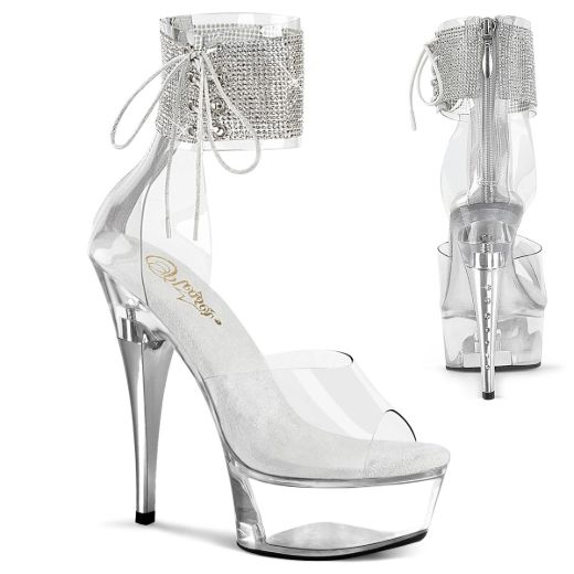 Product image of Pleaser CAPTIVA-624RS Clr/Clr 6 Inch Heel 1 3/4 Inch PF RS Ankle Cuff Sandal Back Zip