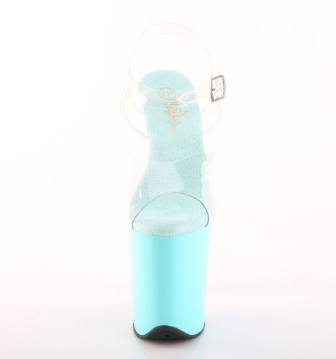 Product image of Pleaser FLAMINGO-808 Clr/Aqua 8 Inch Heel 4 Inch PF Ankle Strap Sandal