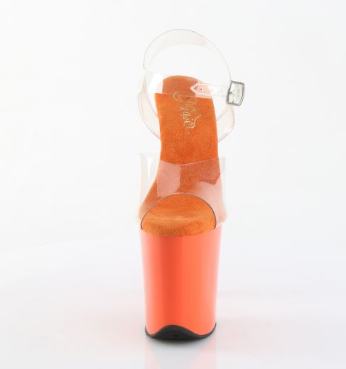 Product image of Pleaser FLAMINGO-808 Clr/Orange 8 Inch Heel 4 Inch PF Ankle Strap Sandal