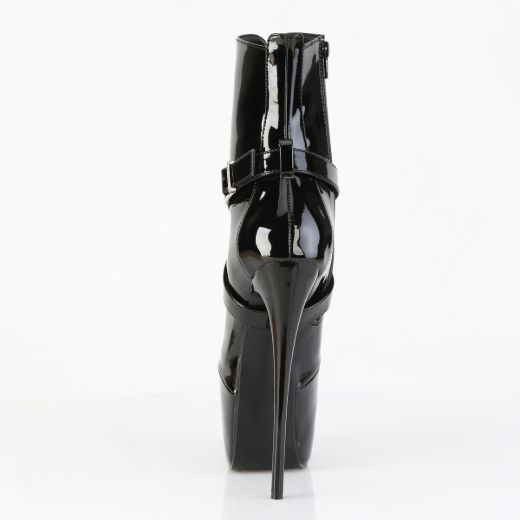 Product image of Pleaser JUBILANT-1011 Blk Pat 7 Inch Heel 3 Inch Concealed PF Ankle Boot Side Zip