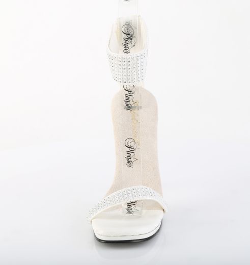 Product image of Fabulicious CHIC-40 Wht Faux Leather-RS/Wht 4 1/2 Inch Heel 1/4 Inch PF Ankle Strap Sandal w/RS Back Zip