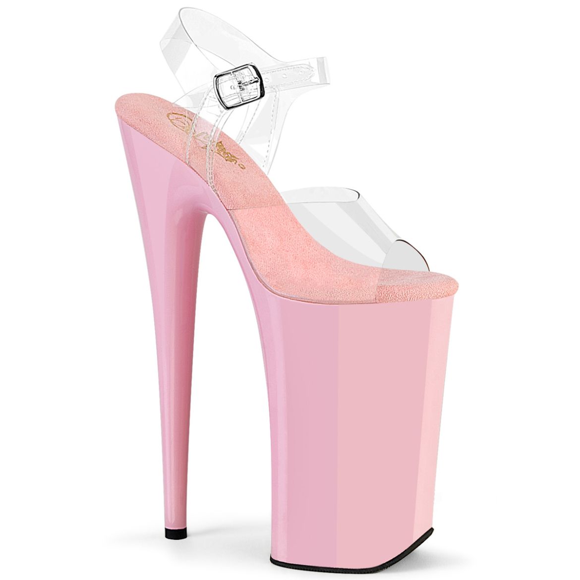 Product image of Pleaser BEYOND-008 Clr/B. Pink 10 Inch Heel 6 1/4 Inch PF Ankle Strap Sandal