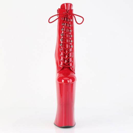 Product image of Pleaser FORBIDDEN-1020 Red Pat/Red 11 Inch Heelless 6 1/4 Inch PF Lace-Up Front Ankle Boot Inside Zip