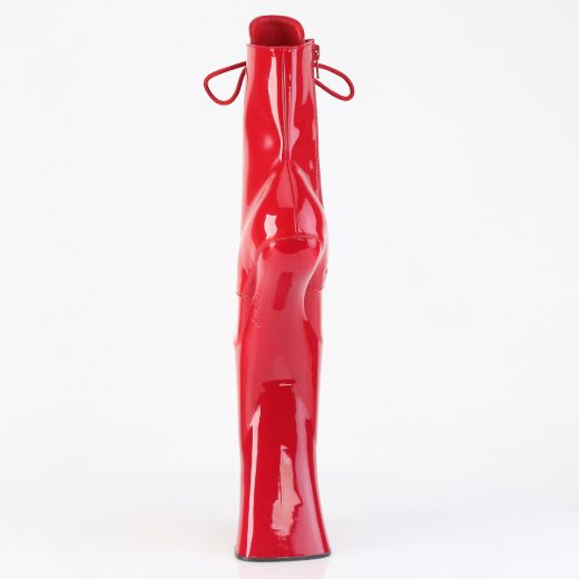 Product image of Pleaser FORBIDDEN-1020 Red Pat/Red 11 Inch Heelless 6 1/4 Inch PF Lace-Up Front Ankle Boot Inside Zip