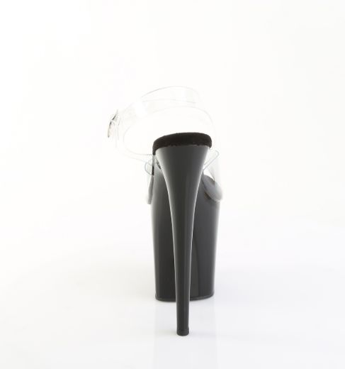 Product image of Pleaser FLAMINGO-808PREM Clr TPU/Blk 8 Inch Heel 4 Inch PF Ankle Strap Sandal