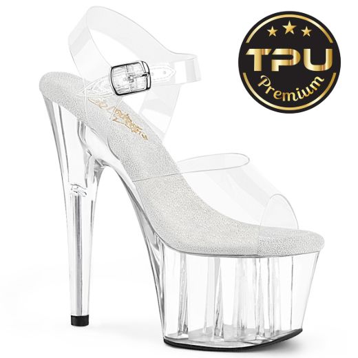 Product image of Pleaser ADORE-708PREM Clr TPU/Clr 7 Inch Heel 2 3/4 Inch PF Ankle Strap Sandal