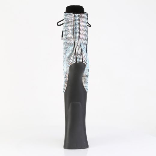 Product image of Pleaser FORBIDDEN-1020RS Slv AB RS/Blk Matte 11 Inch Heelless 6 1/4 Inch PF RS Embellished Ankle Boot Side Zip