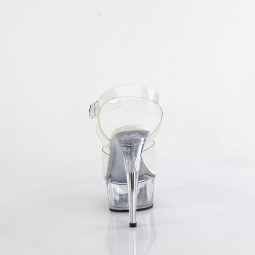Product image of Pleaser DELIGHT-608VL Clr/Clr 6 Inch Heel 1 3/4 Inch PF Smooth Insole Ankle Strap Sandal