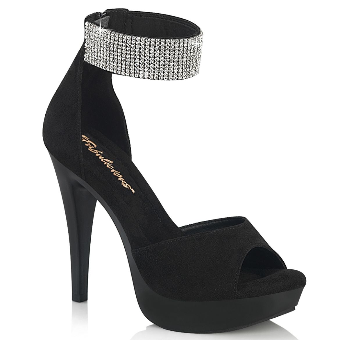 Product image of Fabulicious COCKTAIL-525 Blk Faux Suede/Blk Matte 5 Inch Heel 1 Inch PF d'Orsay Sandal w/RS Back Zip