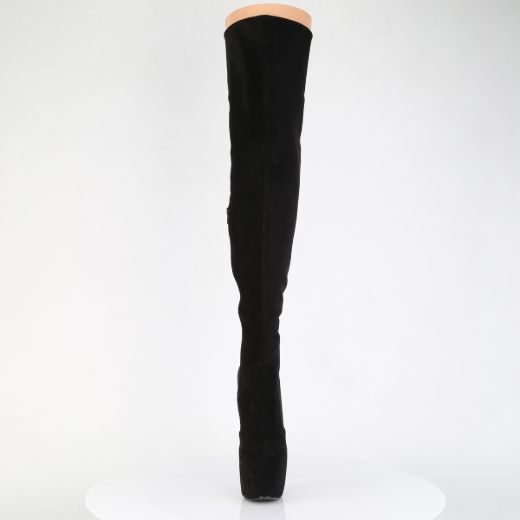 Product image of Pleaser JUBILANT-3007FS Blk Faux Suede 7 Inch Heel 3 Inch Concealed PF Stretch Thigh Boot Side Zip