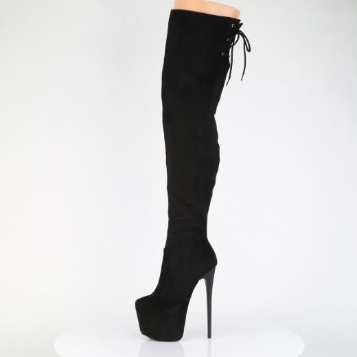 Product image of Pleaser JUBILANT-3007FS Blk Faux Suede 7 Inch Heel 3 Inch Concealed PF Stretch Thigh Boot Side Zip