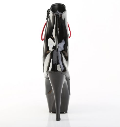 Product image of Pleaser KISS-1020-1 Blk/Blk **6 Inch Stiletto Heel Lace-Up PF Ankle Bt Side Zip