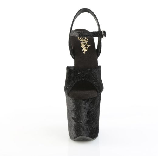 Product image of Pleaser FLAMINGO-809WR Blk Shimmering Fabric/Blk 8 Inch Heel 4 Inch PF Ankle Strap Sandal