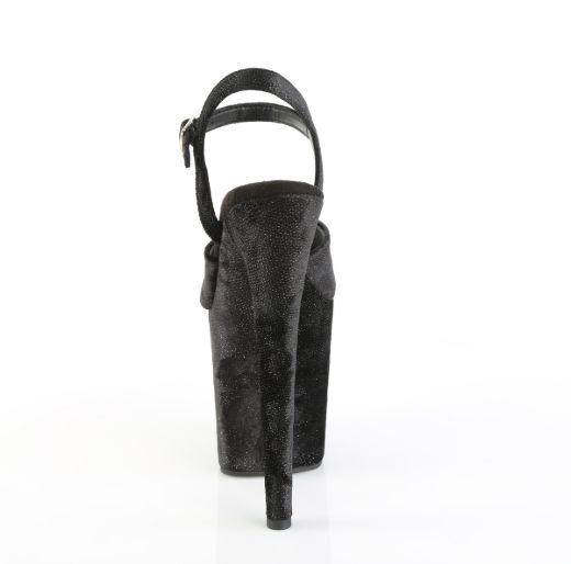 Product image of Pleaser FLAMINGO-809WR Blk Shimmering Fabric/Blk 8 Inch Heel 4 Inch PF Ankle Strap Sandal