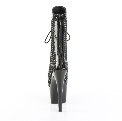Product image of Pleaser ADORE-1048RSNT Blk Pat-Mesh-RS/Blk 7 Inch Heel 2 3/4 Inch PF Peep Toe Ankle Boot Side Zip