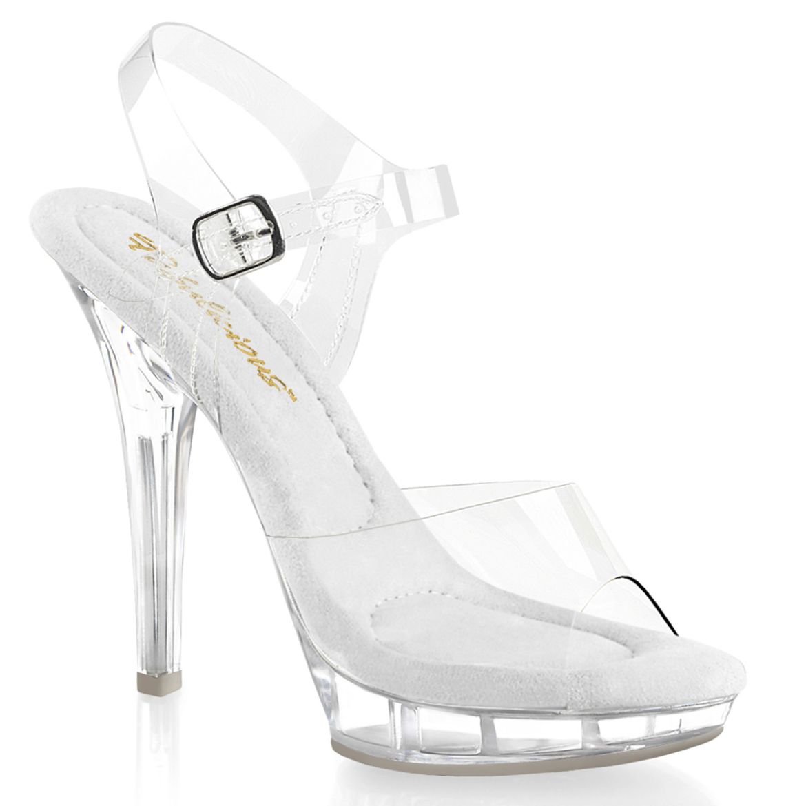 Product image of Fabulicious LIP-108 Clr/Clr 5 Inch Heel 3/4 Inch PF Ankle Strap Sandal
