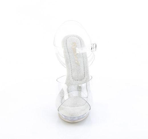 Product image of Fabulicious LIP-108 Clr/Clr 5 Inch Heel 3/4 Inch PF Ankle Strap Sandal