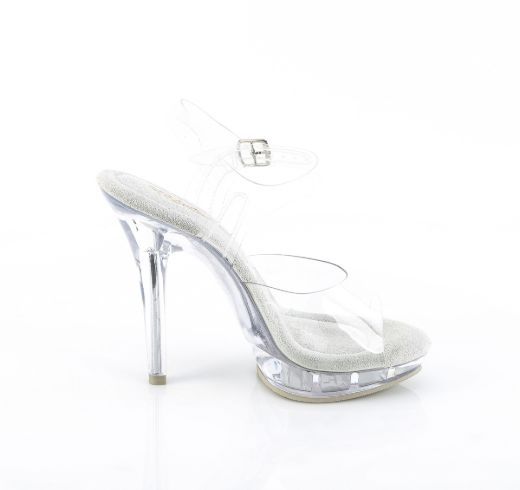 Product image of Fabulicious LIP-108 Clr/Clr 5 Inch Heel 3/4 Inch PF Ankle Strap Sandal