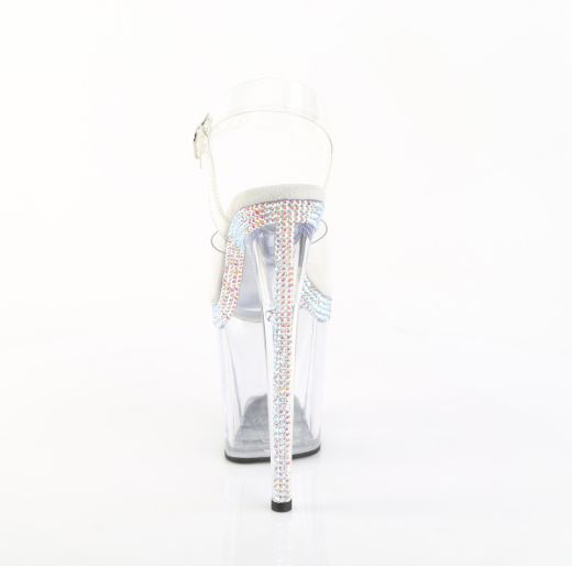 Product image of Pleaser FLAMINGO-808MLS Clr/Clr 8 Inch Heel 4 Inch PF Ankle Strap Sandal w/ RS Lines