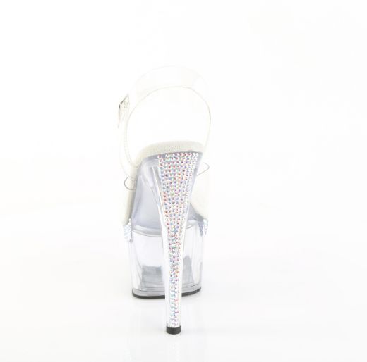 Product image of Pleaser ADORE-708PHRS Clr/Clr 7 Inch Heel 2 3/4 Inch PF Ankle Strap Sandal w/ RS Lines