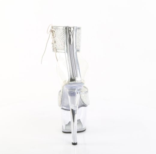 Product image of Pleaser SKY-324PREM-RSNT Clr TPU-Slv RS/Clr 7 Inch Heel 2 3/4 Inch PF Ankle Cuff Sandal w/RS Back Zip
